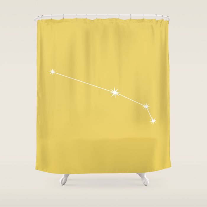 Aries Zodiac Star Constellation Line Art Soft Yellow Shower Curtain Gallery Image 1