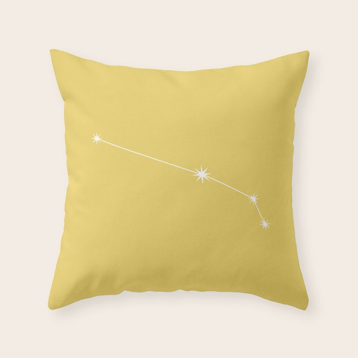 Aries Zodiac Star Constellation Line Art Soft Yellow Throw Pillow Gallery Image 1