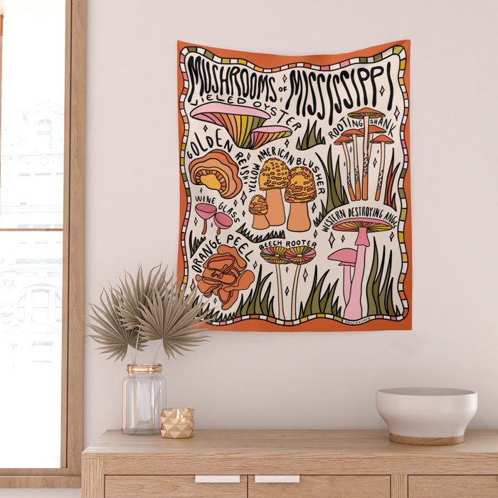 Mushrooms of Mississippi Wall Tapestry Gallery Image 2