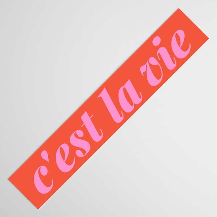 C'est La Vie French Language Saying in Bright Pink and Orange Table Runner Gallery Image 3