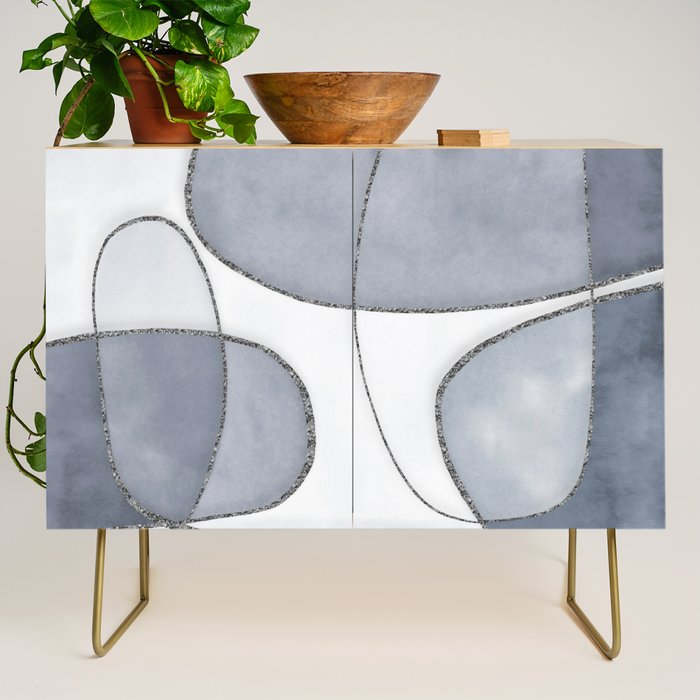 Minimal Blue Grey Shapes Credenza Gallery Image 1