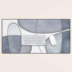 Minimal Blue Grey Shapes Desk Mat Gallery Image 1
