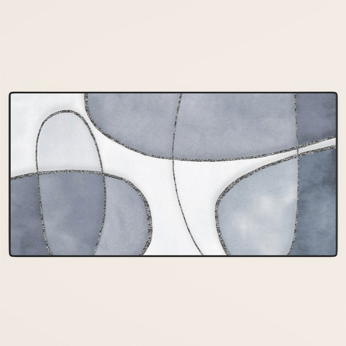 Minimal Blue Grey Shapes Desk Mat Gallery Image 3