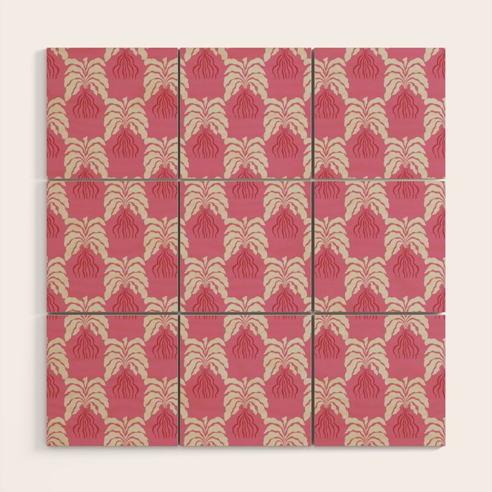 Minimal leaf and vase pattern Wood Wall Art Gallery Image 1