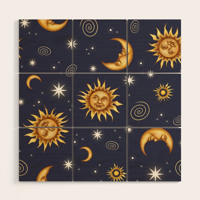 Vintage Celestial Mood Wood Wall Art Gallery Image 1