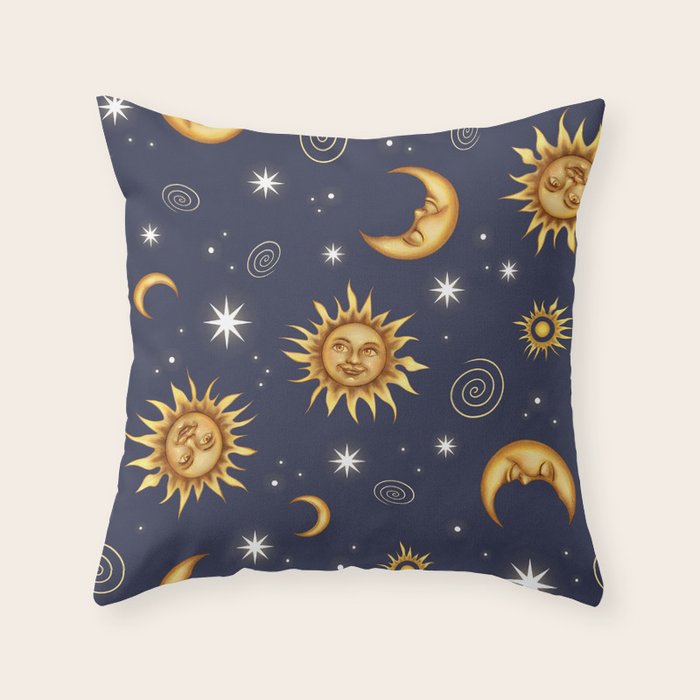 Vintage Celestial Mood Throw Pillow Gallery Image 1