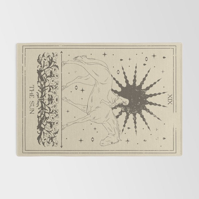 The Sun Card, Sun girl and horse print, Major Arcana, Divination, Magic girl Rug Gallery Image 2