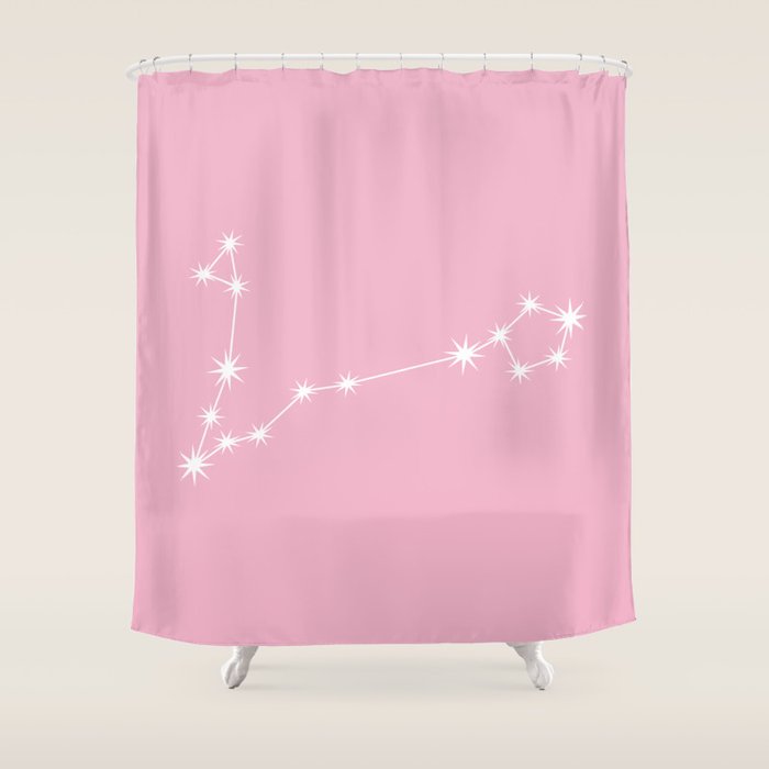 Pisces Zodiac Star Constellation Line Art Soft Pink Shower Curtain Gallery Image 1
