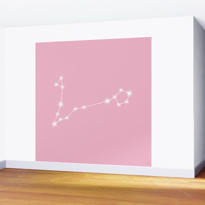 Pisces Zodiac Star Constellation Line Art Soft Pink Wall Mural Gallery Image 2
