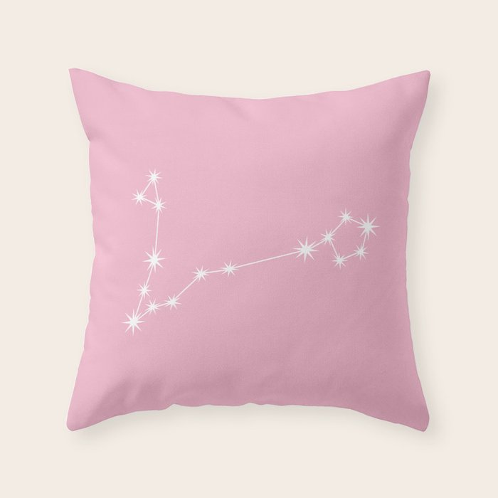 Pisces Zodiac Star Constellation Line Art Soft Pink Throw Pillow Gallery Image 6