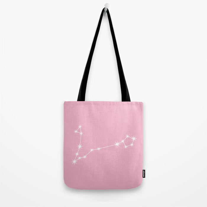 Pisces Zodiac Star Constellation Line Art Soft Pink Tote Bag Gallery Image 2