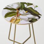 Vintage Botanical White Magnolia Flower Art Side Table Gallery Image 2