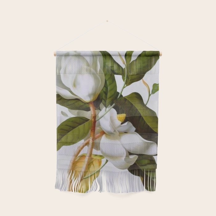 Vintage Botanical White Magnolia Flower Art Wall Hanging Gallery Image 1