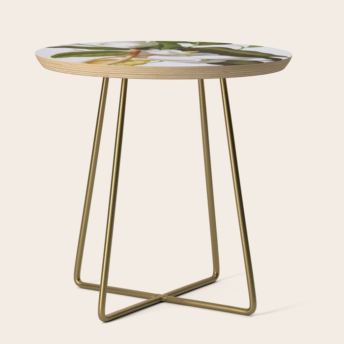 Vintage Botanical White Magnolia Flower Art Side Table Gallery Image 1