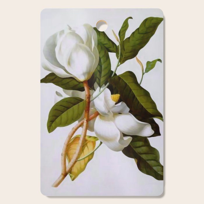 Vintage Botanical White Magnolia Flower Art Cutting Board Gallery Image 1