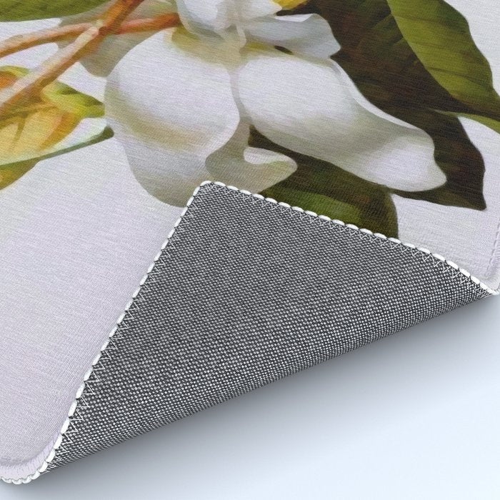 Vintage Botanical White Magnolia Flower Art Rug Gallery Image 4