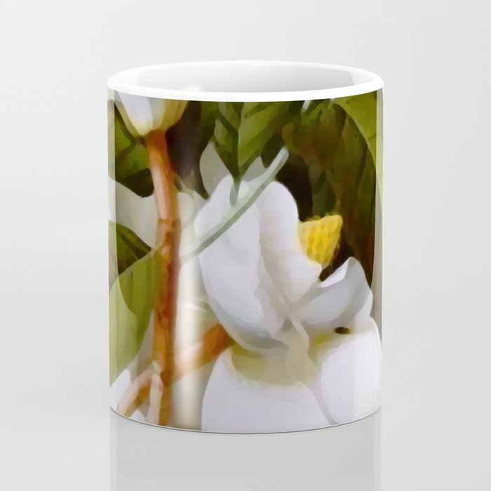 Vintage Botanical White Magnolia Flower Art Coffee Mug Gallery Image 4