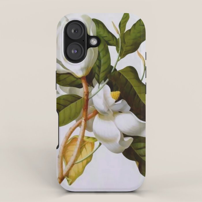 Vintage Botanical White Magnolia Flower Art iPhone Case Gallery Image 1