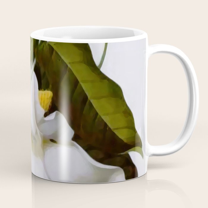 Vintage Botanical White Magnolia Flower Art Coffee Mug Gallery Image 1