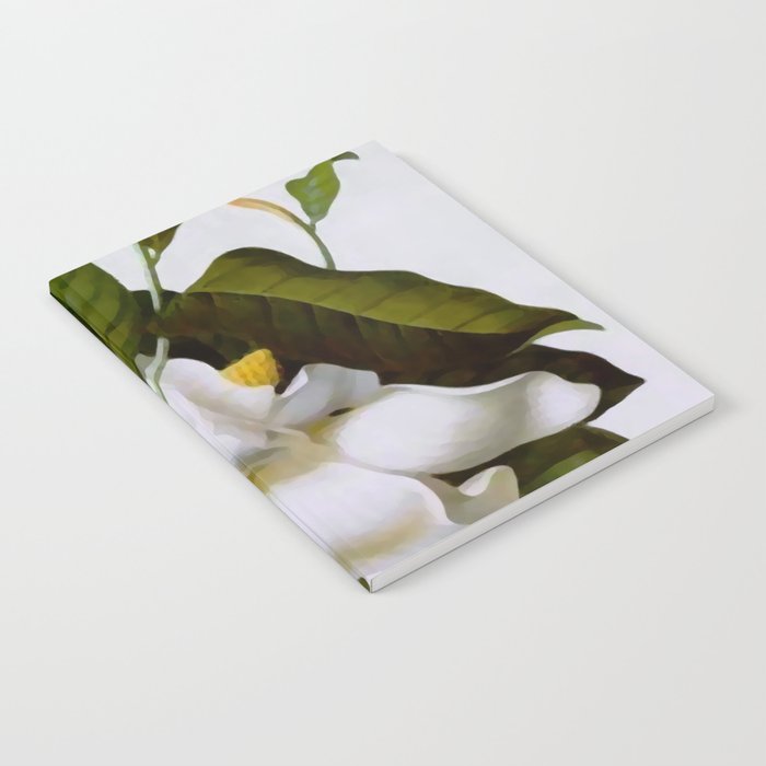 Vintage Botanical White Magnolia Flower Art Notebook Gallery Image 2