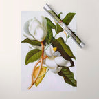 Vintage Botanical White Magnolia Flower Art Wrapping Paper Gallery Image 1
