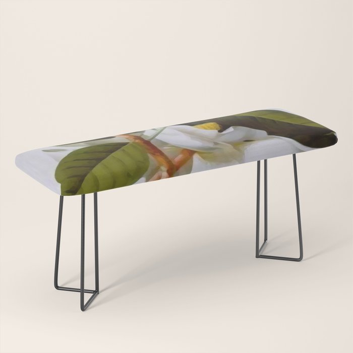Vintage Botanical White Magnolia Flower Art Bench Gallery Image 1