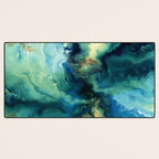 Marbled Ocean Abstract, Navy, Blue, Teal, Green Desk Mat Gallery Image 3