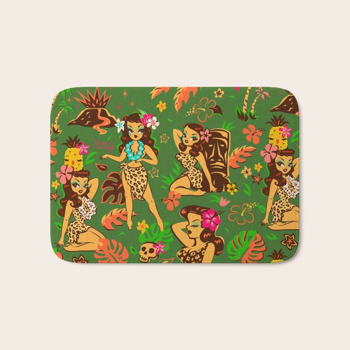 Tiki Temptress on Green Bath Mat Gallery Image 1