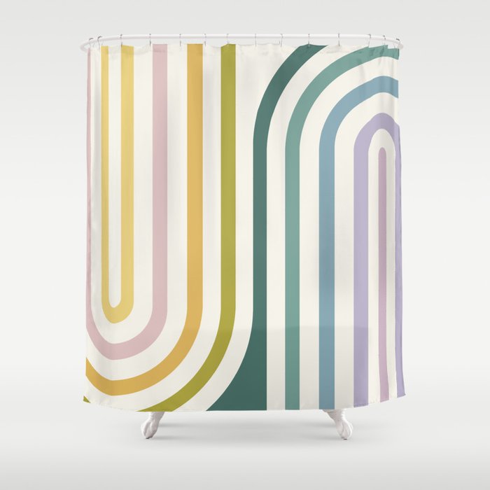 Bold Curvature Stripes XIV Shower Curtain Gallery Image 1