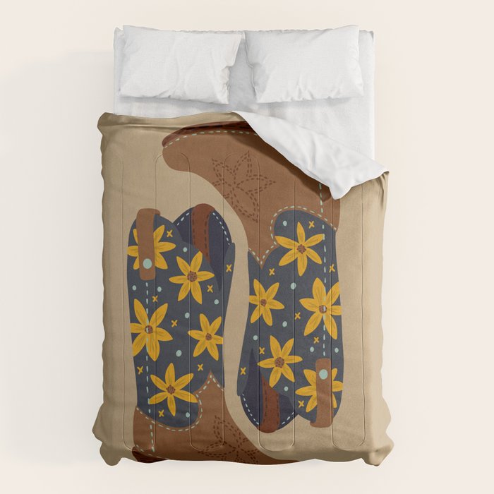 Cowgirl Boots â Teal & Yellow Comforter Gallery Image 1