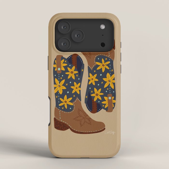 Cowgirl Boots â Teal & Yellow iPhone Case Gallery Image 4
