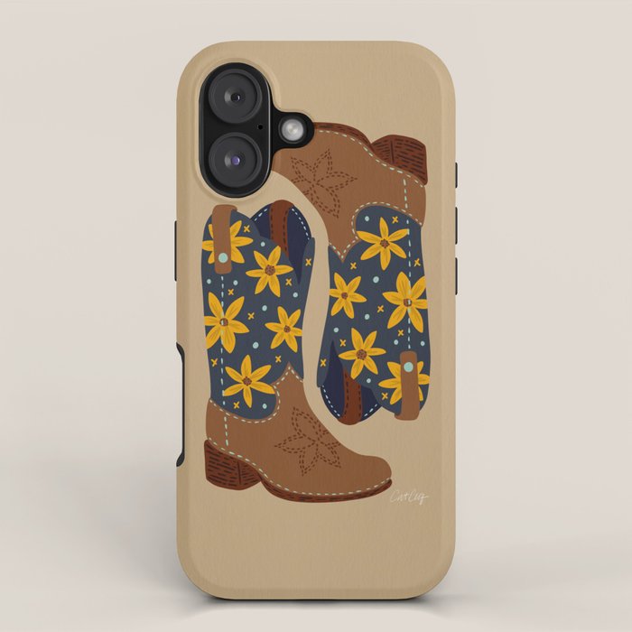 Cowgirl Boots â Teal & Yellow iPhone Case Gallery Image 1