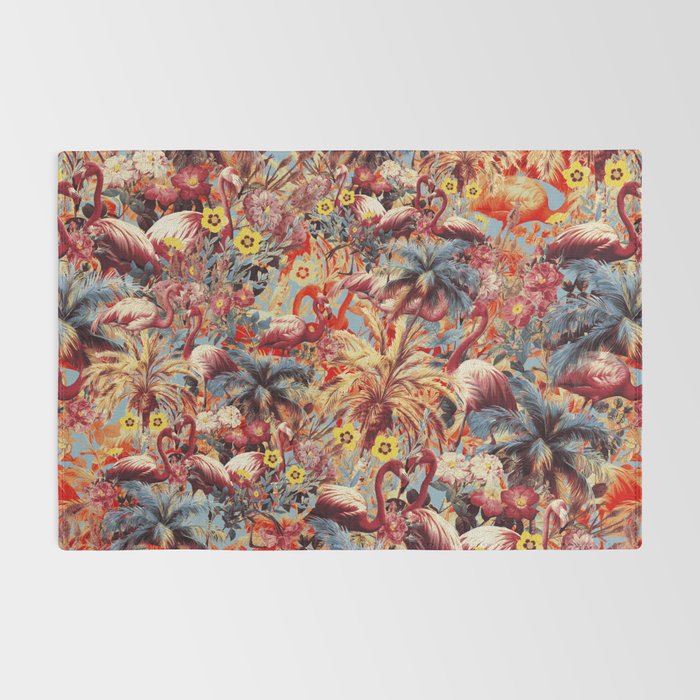 Flamingos and Floral Pattern Rug Gallery Image 2