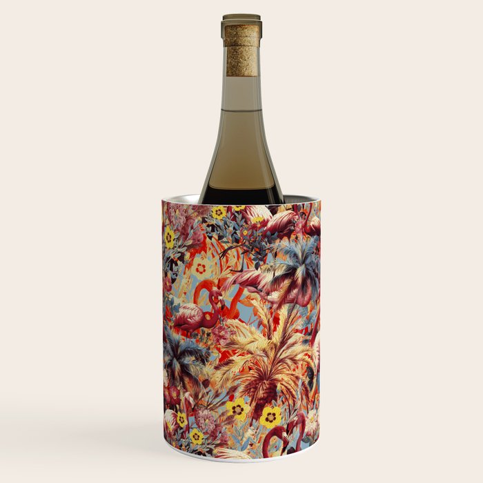 Flamingos and Floral Pattern Wine Chiller Gallery Image 1