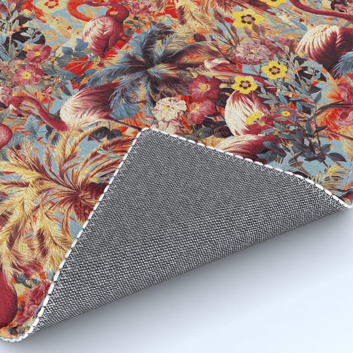 Flamingos and Floral Pattern Rug Gallery Image 4