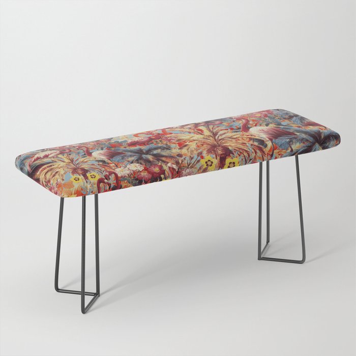 Flamingos and Floral Pattern Bench Gallery Image 1
