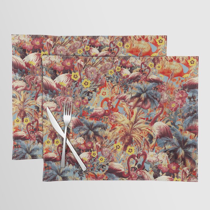 Flamingos and Floral Pattern Placemat Gallery Image 1