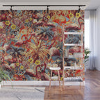 Flamingos and Floral Pattern Wall Mural Gallery Image 1