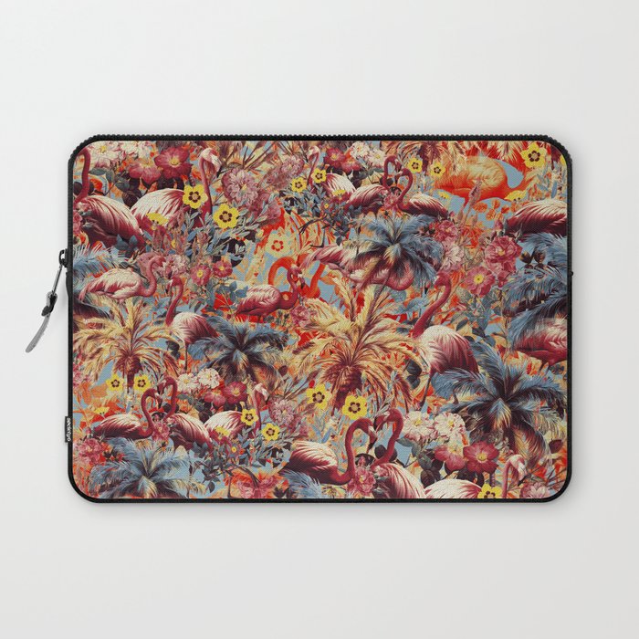 Flamingos and Floral Pattern Laptop Sleeve Gallery Image 1
