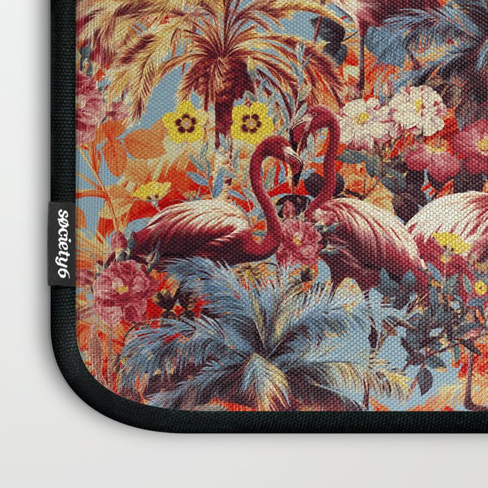 Flamingos and Floral Pattern Laptop Sleeve Gallery Image 3