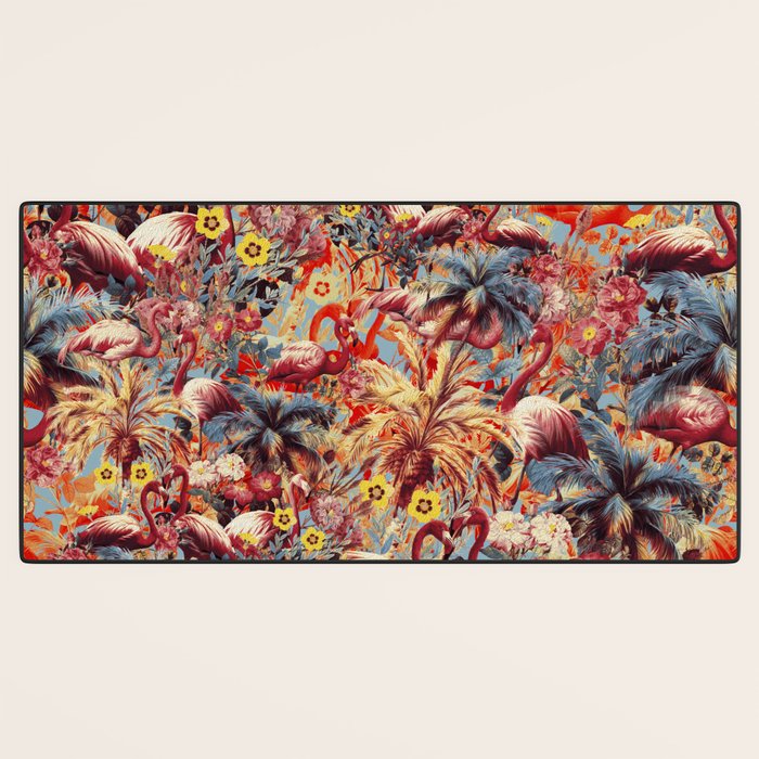 Flamingos and Floral Pattern Desk Mat Gallery Image 3