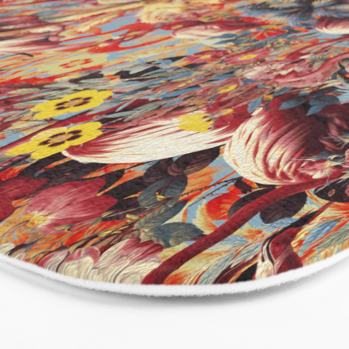 Flamingos and Floral Pattern Bath Mat Gallery Image 3