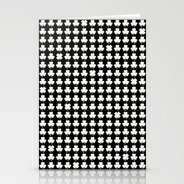 Clovers II Black and White Botanical Pattern Stationery Card Gallery Image 2