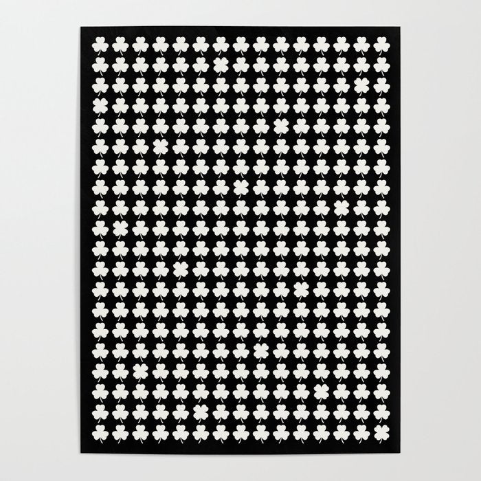 Clovers II Black and White Botanical Pattern Poster Gallery Image 1