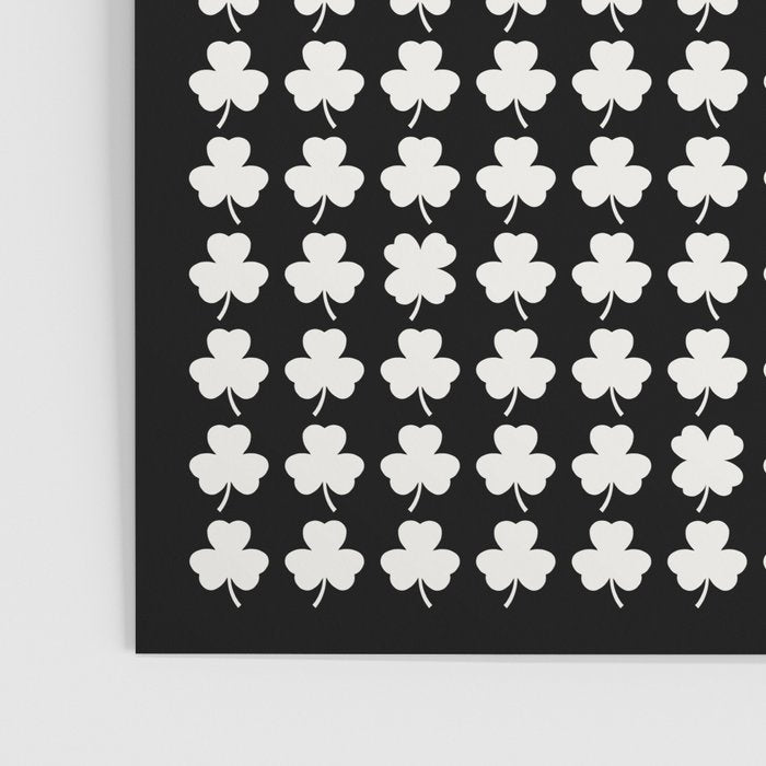 Clovers II Black and White Botanical Pattern Poster Gallery Image 3