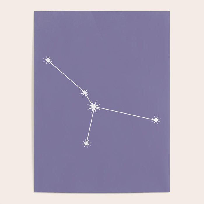 Cancer Zodiac Star Constellation Line Art Lavender Purple Poster Gallery Image 1