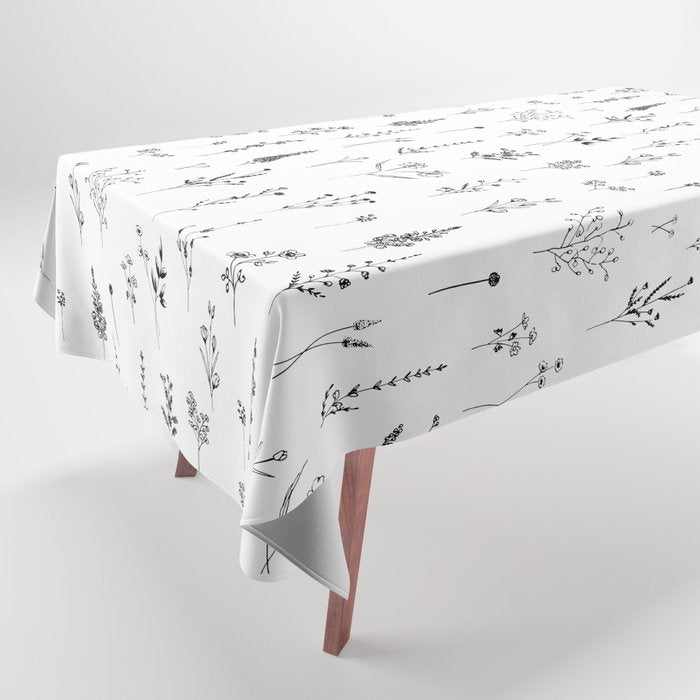 White Wildflowers Pattern Tablecloth Gallery Image 1
