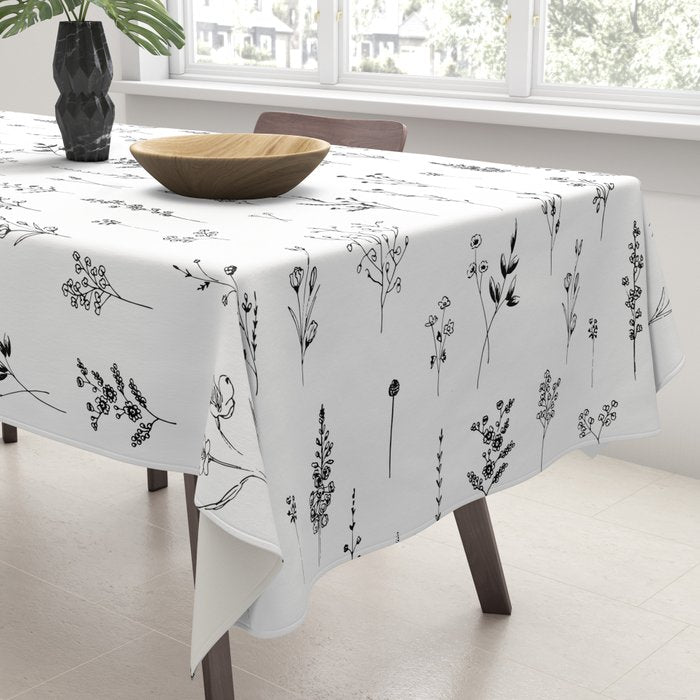 White Wildflowers Pattern Tablecloth Gallery Image 3