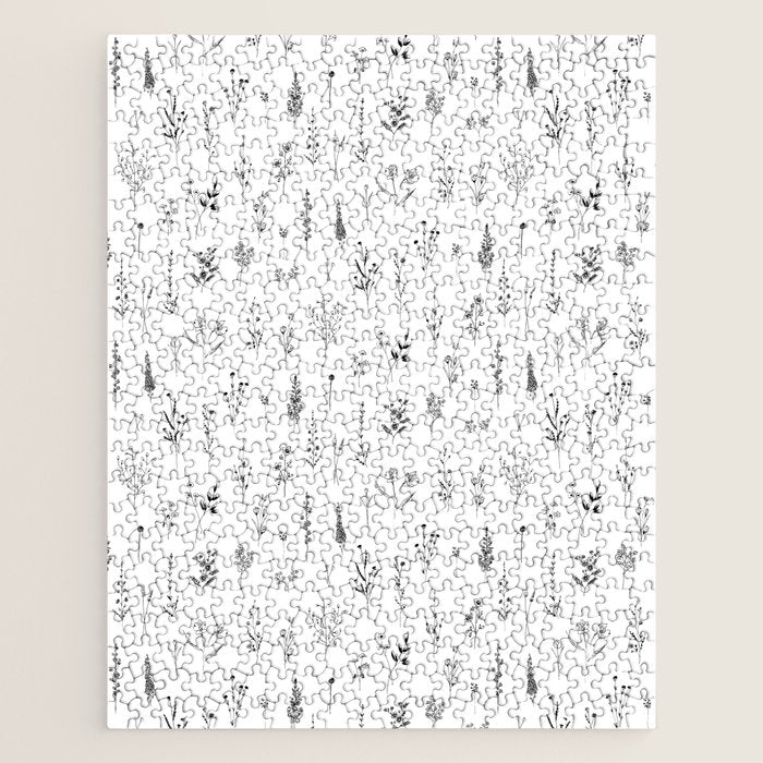 White Wildflowers Pattern Jigsaw Puzzle Gallery Image 1