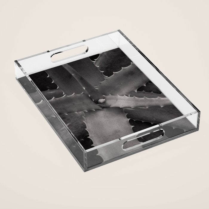 Serrated - Modern Black and White Botanical Acrylic Tray Gallery Image 1
